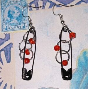 Handmade Seed Bead Safety Pin Earrings